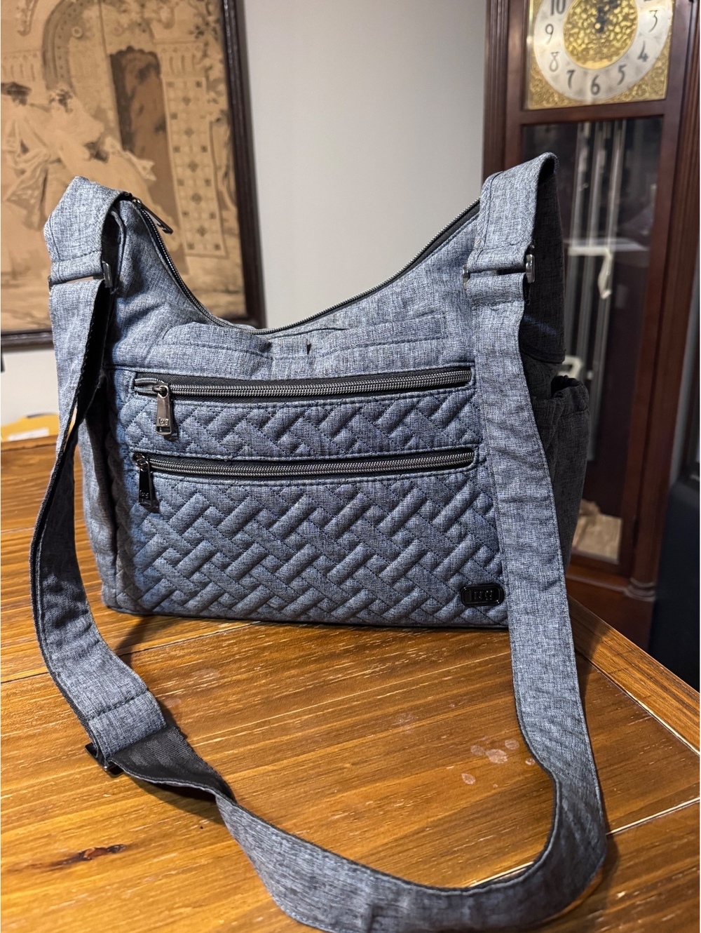 Lug Camper SE Heather Gray Quilted Crossbody Shoulder Bag RFID Organizer